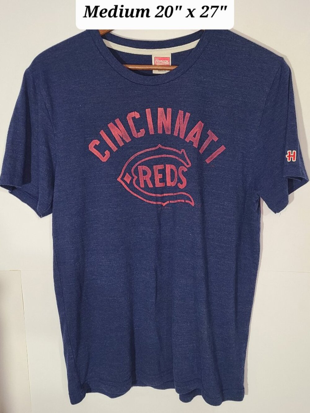 Cincinnati Reds Homage Blue Medium T-Shirt Single Stitch Made in USA